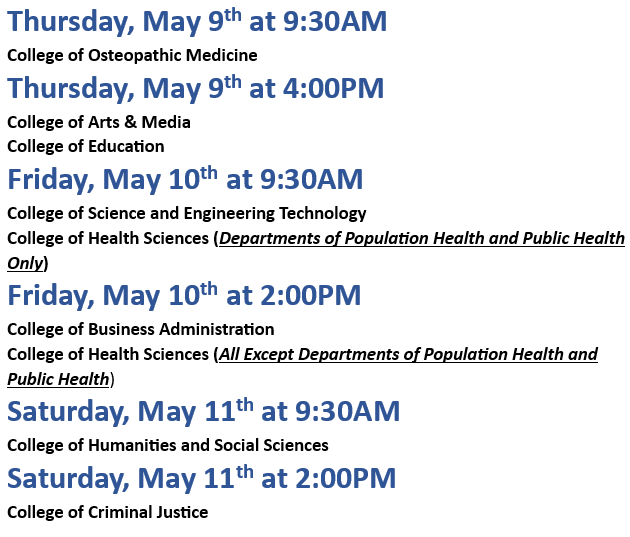 Commencement Schedules